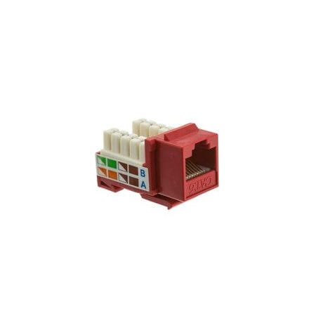 Cable Wholesale Slimline Cat6 Keystone Jack, Red, RJ45 Female to 110 Punch Down 326-120RD